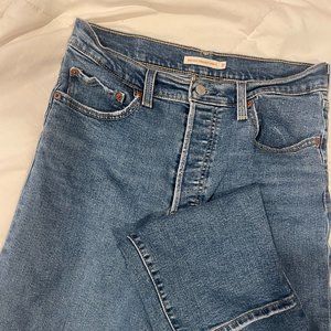 levi ribcage straight ankle blue jeans
